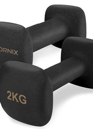 Гантели виниловые cornix square 2 x 2 кг xr-0407 black