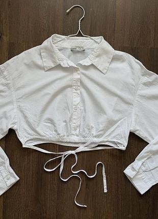 Блуза жіноча pull&bear укорочена з довгими рукавами біла