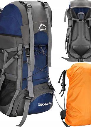 Туристический рюкзак springos 90 л cs0130 navy blue/grey