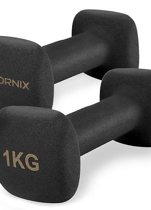 Гантели виниловые cornix square 2 x 1 кг xr-0406 black