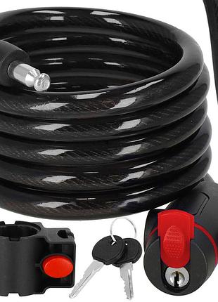 Велосипедный замок springos трос 80 см под ключ ba0027 black