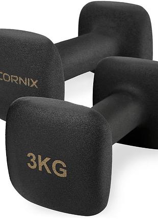 Гантели виниловые cornix square 2 x 3 кг xr-0408 black