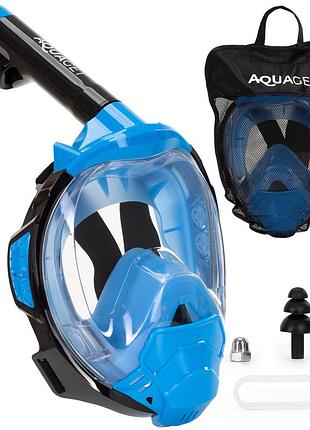 Маска для сноркелинга aquaget полнолицевая size l/xl aq0001 blue/black