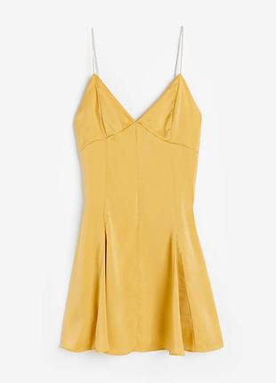 Коротка жіноча сукня h&m золотисто-жовта на бретельках