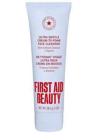 Пенка для умывания first aid beauty ultra gentle cream-to-foam pure facial cleanser 28.3g