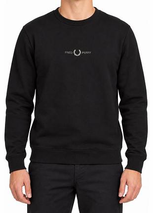 Чоловічий чорний світшот fred perry з вишитим логотипом, m