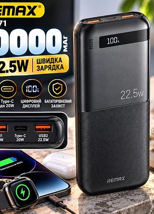 Павербанк remax rpp-71 10000 мач, 22.5 вт с быстрой зарядкой 20w/22.5w, черный