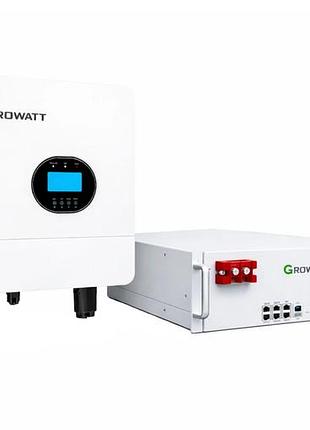 Комплект автономного живлення growatt spf 6000 es plus 6 квт з акумулятором hope 5.0l-b1 5.12 квт·год під замволення 2-3 тижні