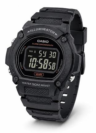 Чоловічий годинник casio w-219h-8b спортивний електронний з водозахистом 5 atm