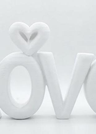 Декоративная фигурка, надпись "love", пластиковая, белая, 4.9х8.9х1.5 см