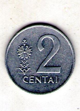 Литва↑друга республика (lietuva) 2 цента 1991 год алюминий, 1.19g, ø 21.75mm no4287