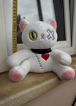 Reborn cat білий готичний зомбі-кіт zombie cat — плюшева іграшка 22 см