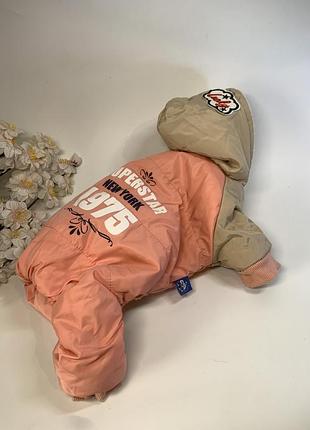 Зимовий хутряний комбінезон для собак з капюшоном elfidog, розмір m, спинка 30 см (н8293)