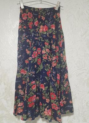 Винтажная макси юбка трапеция из вискозы и шерсти от laura ashley