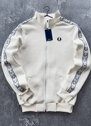 Спортивная кофта на флисе fred perry молочная премиум качества