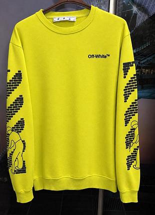 Світшот off-white жовтий з принтом на рукавах і спині