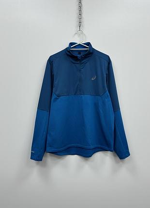 Спортивна кофта лонгслів asics windblock 1/2 zip running long sleeve jacket blue