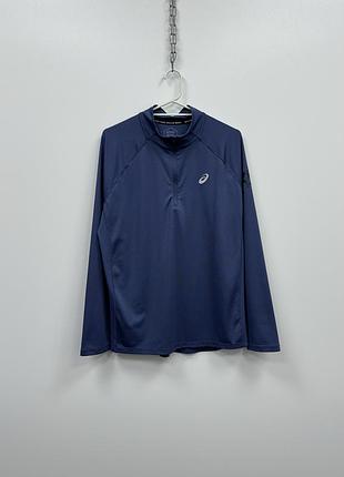 Спортивний лонгслів кофта asics running icon 1/2 zip long sleeve blue