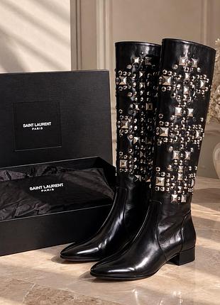 Жіночі чоботи saint laurent чорні шкіряні розмір 39 eu