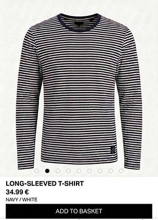 Лонгслів чоловічий jack & jones premium в смужку, розмір m, 100% бавовна