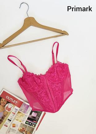 Жіночий корсетний топ яскраво-рожевого кольору (фуксія) від бренду primark.