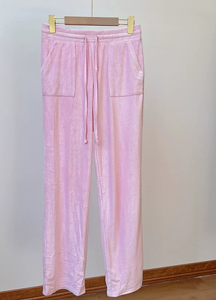 Брюки домашние  велюр в рубчик світлорожеві juicy cuture m