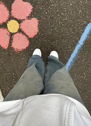 Широкі мішкуваті джинси (baggy jeans) синьо-сірого відтінку з ефектом легкого вінтажного виварювання