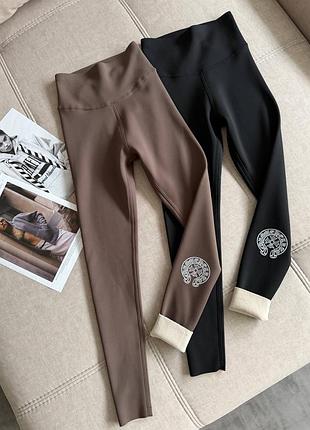 Лосини на хутрі теплі хром хардс chrome hearts на холодну пору року осінь/зима