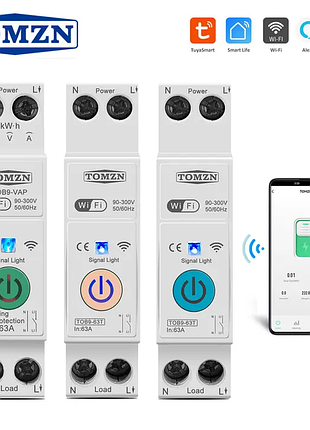 Умный wi-fi автомат защиты tomzn tob9-vap, вольтметр, счетчик
