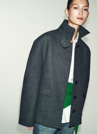 Пальто жіноче zara півпальто вовна сіре
