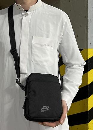 Борсетка черная nike, сумка спорт через плечо найк 2