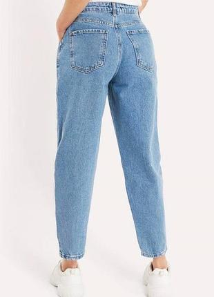 Джинси h&amp;m mom mom's момси штани голубые джинсы бавовна хлопковые котонові моми блакитні базові висока посадка высокая талия