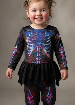 Карнавальный костюм «неоновый скелет» amscan neon skeleton girl, хелловин