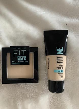 Матуючий тональний крем та пудру maybelline new york fit me! matte + poreless