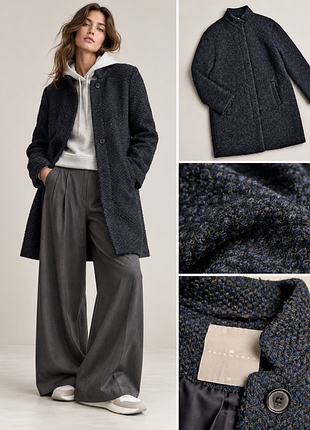 Пальто свободное короткое yaya women oversize букле темно-синее