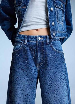 Джинси жіночі bershka прямі зі стразами