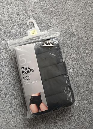 Набір жіночих трусиків marks & spencer (5 шт) р. 16 full briefs no vpl чорні