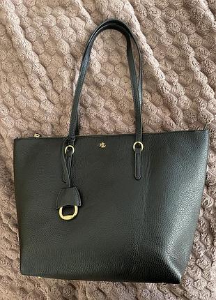 Оригінальна сумка-шопер lauren ralph lauren keaton medium tote (чорна) — ідеальний базовий аксесуар!