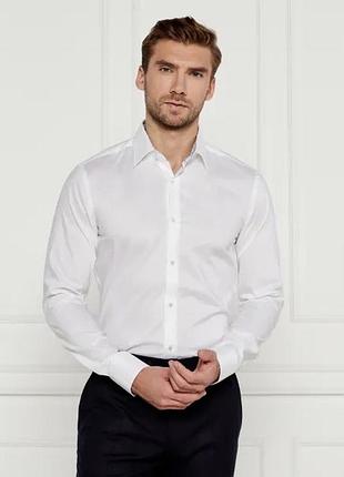 Мужская классическая белая рубашка hugo boss slim fit футболка classic jersey повседневная тенниска поло lacoste сорочка чоловіча ralph lauren polo