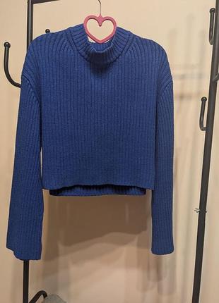 Жіночий светр h&m у рубчик, синій електрик, розмір s