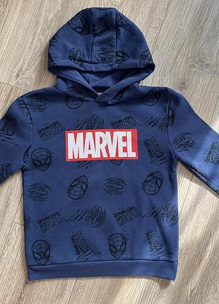 Худі для хлопчика marvel синє на флісі 122-128 см