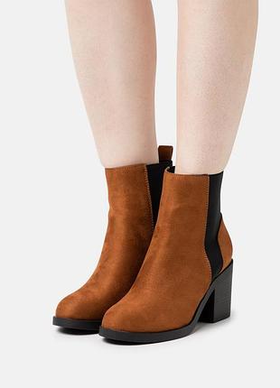 Коричневые эластичные удобные челси с резиновыми вставками primark comfortfit 42р
