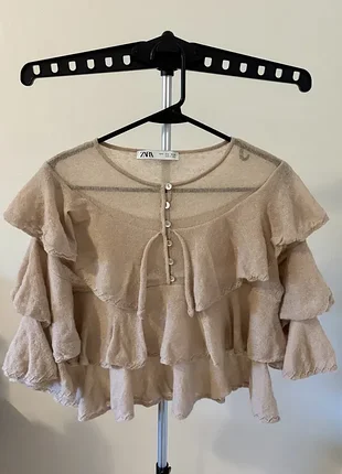 Кофта zara с рюшами вязаная