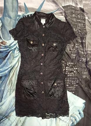 Vintage shirt dress moschino jeans. вантажна мереживна сукня-рубашка.