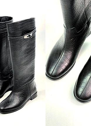 ▪️жіночі чорні шкіряні зимові чоботи jumping boots black хутро байка натуральна шкіра сапоги женские черные зимние мех байка натуральная кожа зима
