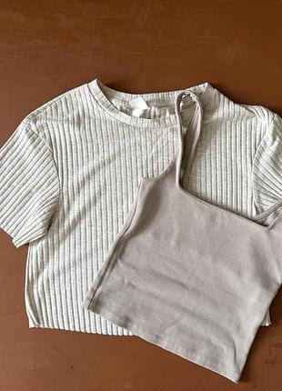 Жіночі кроп-топи zara та h&m в рубчик