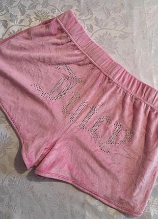 Рожеві велюрові домашні шорти бренду juicy couture.