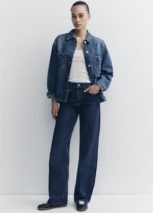 Джинси темно сині zara wide leg розмір 36