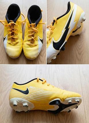Футбольные бутсы детские nike mercurial, размер 34 (стелька 21.5 см), желтые, оригинал