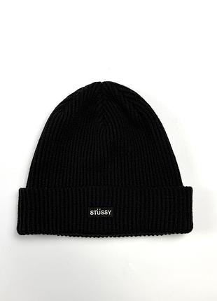 Шапка beanie stussy patch watch, чорна, one size
